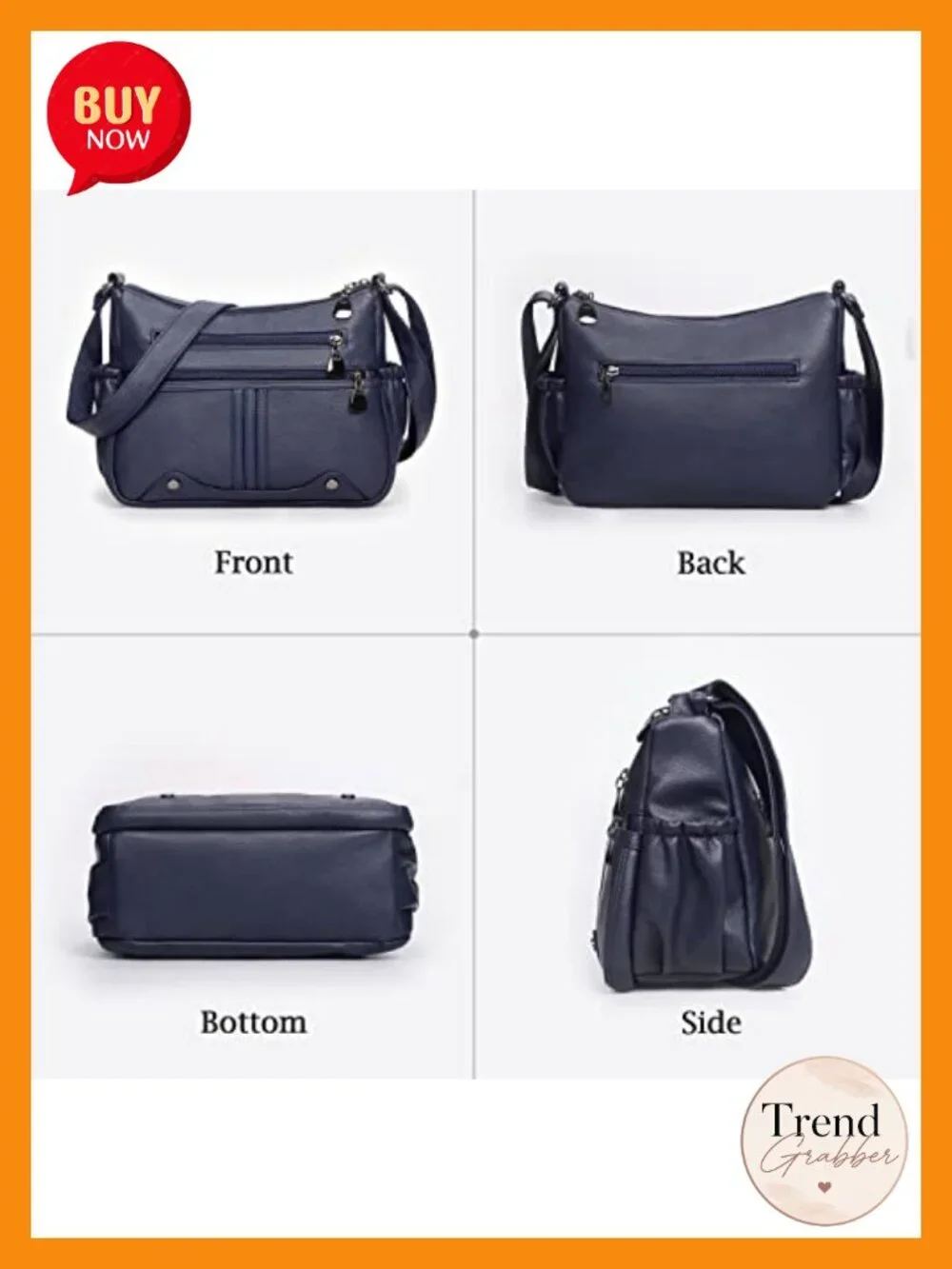 Women Soft PU Leather Shoulder Handbag Multi Pocket Crossbody Tote Satchel